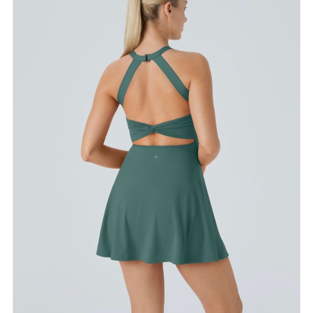 Halara Black Backless Twisted Active Mini Dress W… - image 1